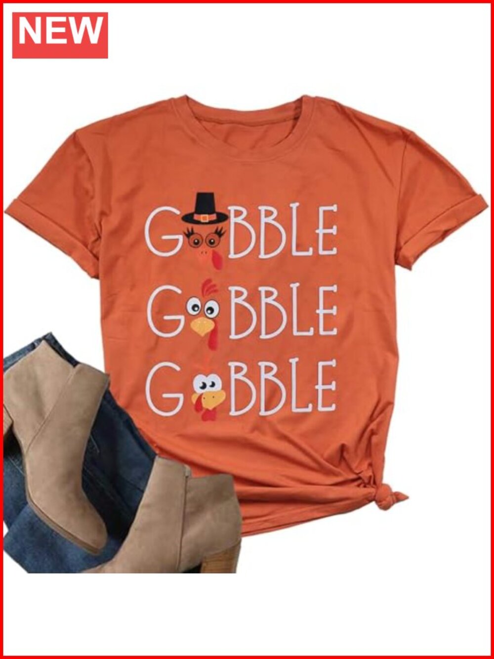 Thanksgiving Gobble T-Shirt Women Turkey Graphic Tee Crew Neck Short Sleeve
